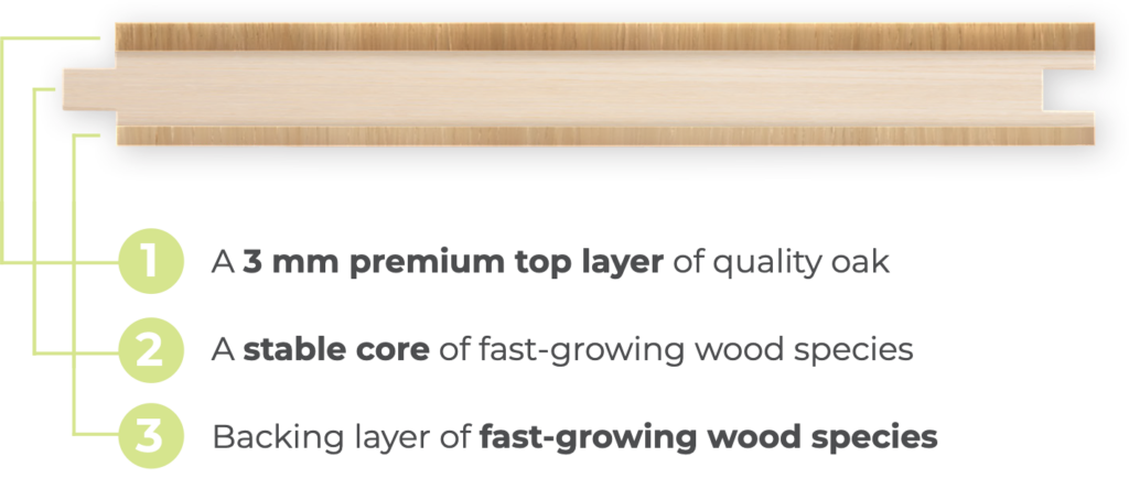 Structure of a Parqet engineered parquet plank